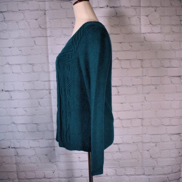 NWT $70 "The Limited" Cable Knit Pullover Sweater - Teal, Womens Medium - Picture 5 of 10